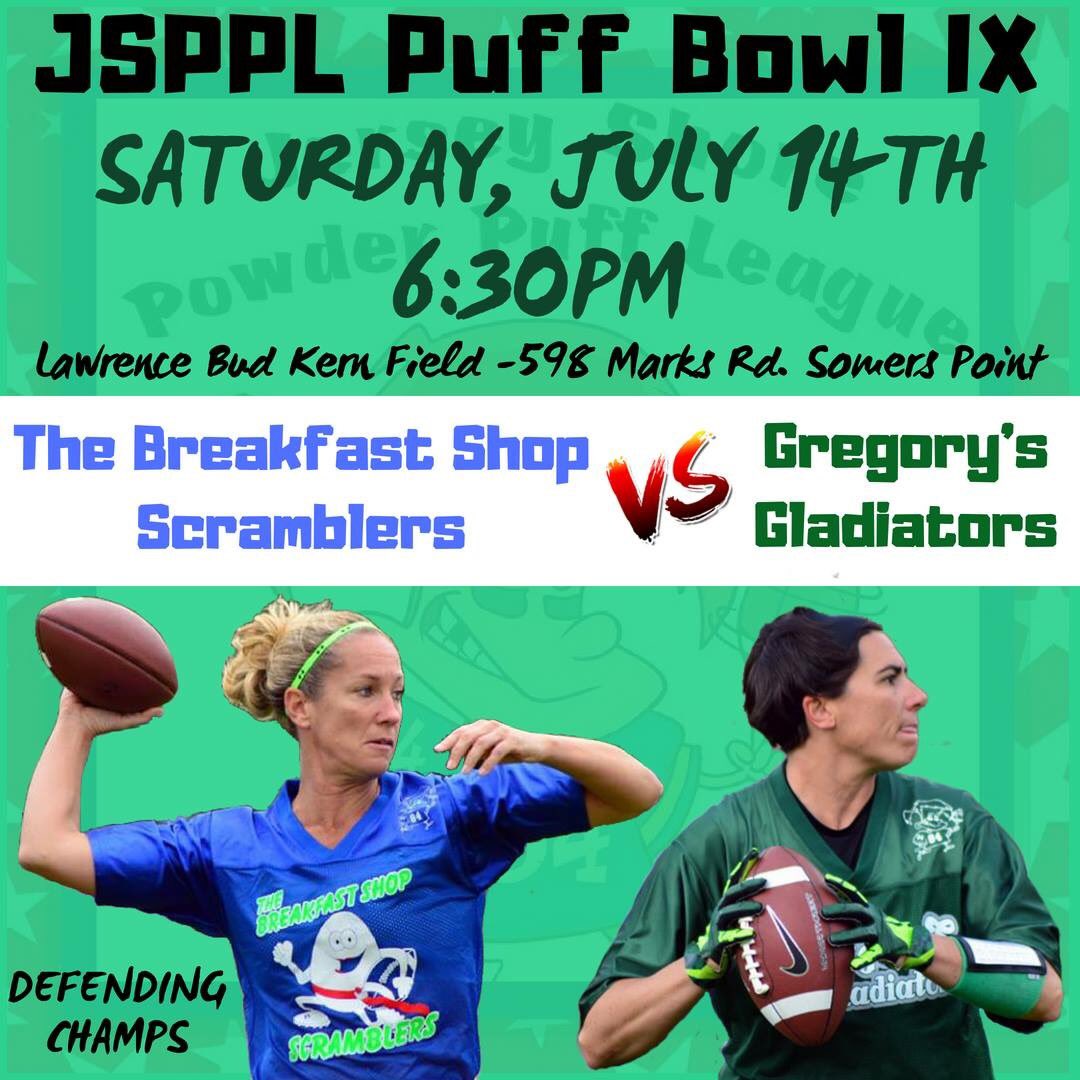 JSPowderPuff's tweet image. TOMORROW, come out and watch The Breakfast Shop Scramblers try and defend their title against the 2nd seeded Gregory's Gladiators. The All Star game will take place at 5pm and the Puff Bowl at 6:30pm. We hope you can make it!!