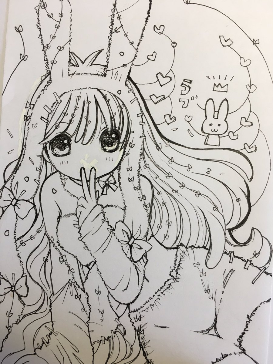 しこしん Ar Twitter おはよう うさこちゃん塗り絵バージョン イラスト 塗り絵 ぬりえ 女の子イラスト うさぎの絵