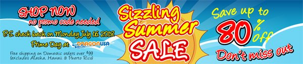 Sizzling  Summer Sale! Save Up to 80% OFF on hundreds of popular items! No Promo  Code needed! Check out our Best Deals section for huge savings on model  kits and much more! 
  *Always Free shipping on Domestic orders over $99.
 Visit: dragonusaonline.com/Promotions.aspx