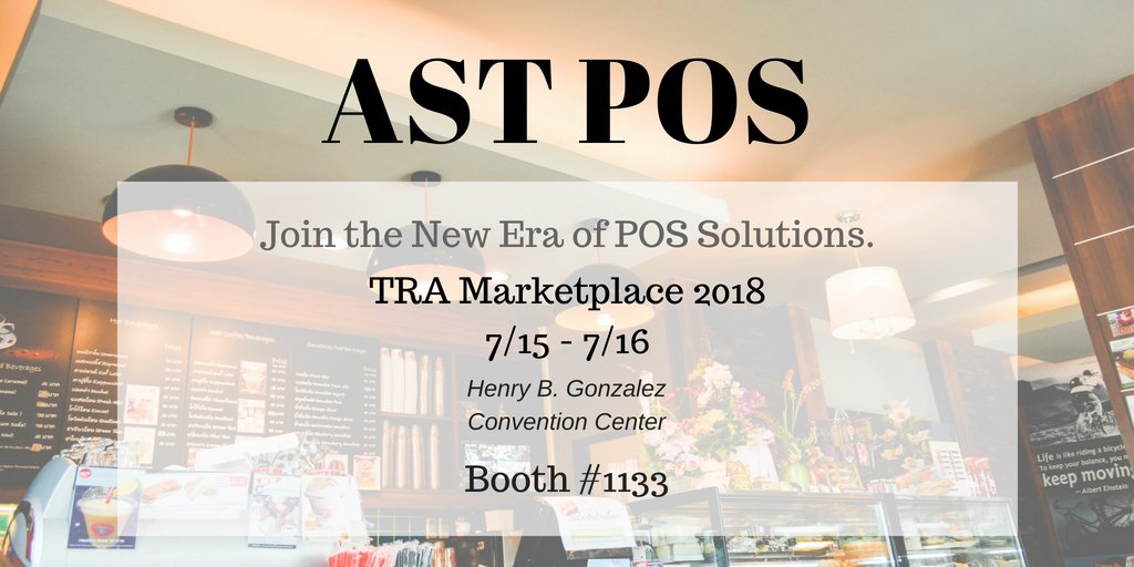 ASTPOS's tweet photo. #TRAMarketplace is just around the corner! Swing by booth #1133 on 7/15 to 7/16 to see how our #PointOfSale technology can help you boost your sales and grow your business!

#POS #technology #TRAMarketplace2018 #SanAntonio #SATX https://t.co/7FyqRrM5vf