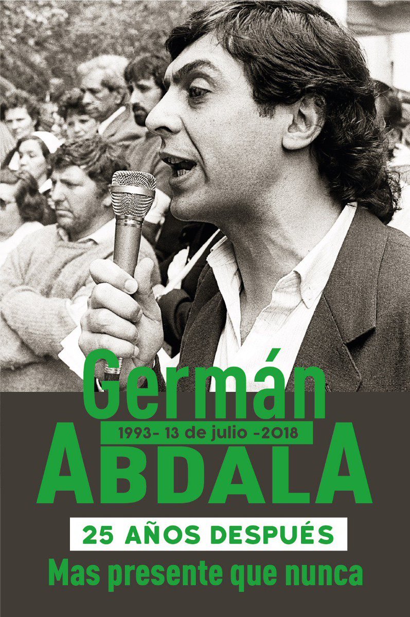 SindicalPg's tweet photo. Hoy se cumplieron 25 años del fallecimiento de Germán Abdala, quien fuera secretario general de @ATECapitalOk y diputado nacional por el peronismo. Un dirigente sindical admirable que dio las batallas de su época y que se erigio como bandera para los y las estatales.

#GermanVive https://t.co/I39NGEG2Qj