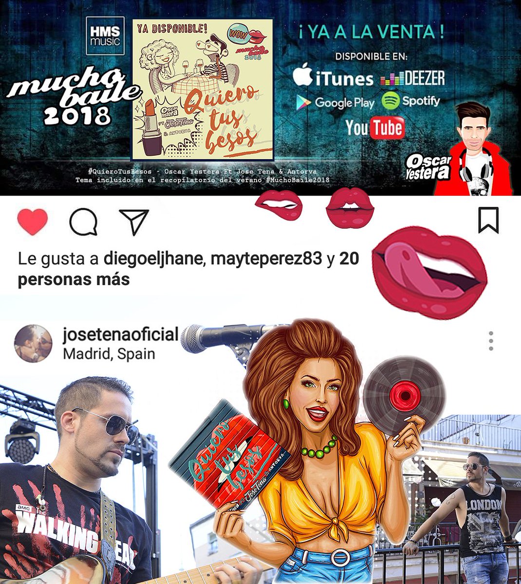 soyjosetena's tweet photo. 🎚#MuchoBaile2018 💥
El álbum de éste veranito #HMS_music
Incluye mi nuevo tema
#QuieroTusBesos 💋💋💋 junto a #djoscaryestera & #Antorva
Disponible en las principales plataformas digitales!! #sigueme #siguemeytesigo #instadaily #f4f #followme #tags4likes #me #follow https://t.co/LDKh7kHT32