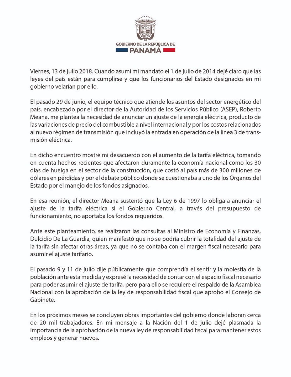 JC_Varela's tweet photo. Reafirmo que en todo momento de mi mandato he defendido los intereses del Estado, buscando siempre el equilibrio, el cumplimiento de la ley y la paz social del país. https://t.co/5A84Cyeb9E