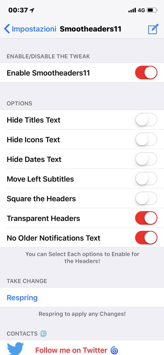 CydiaGeek's tweet photo. Next update of #Smootheaders11 will have the option to Remove the No older Notifications Text (included coyNotif of my Repo). https://t.co/5r5ffYJ13a