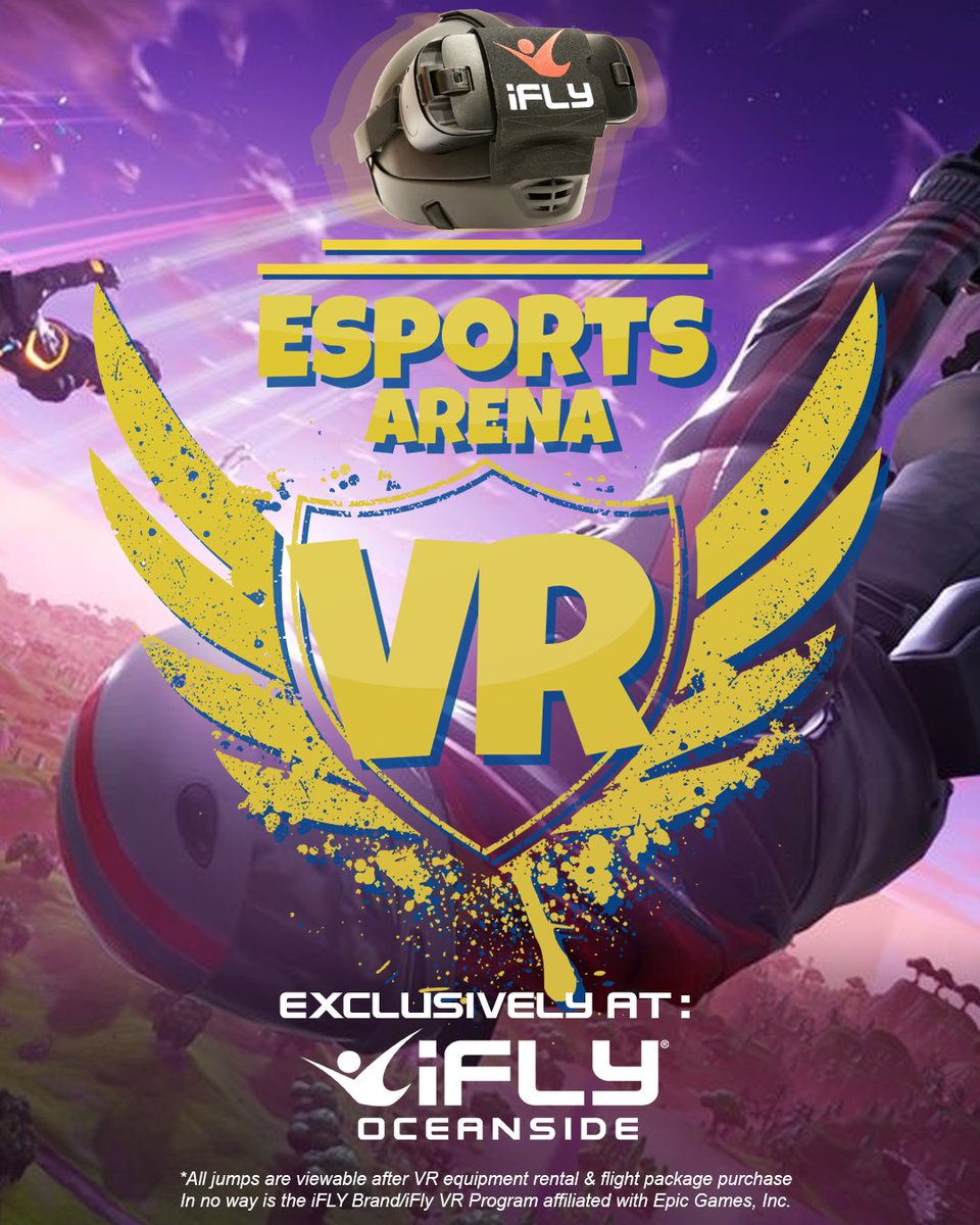 IflyOceanside's tweet photo. Get ready to jump into the hottest eSports Arena at the coolest place in Oceanside! 
#iflyoceanside #indoorskydiving  #fortnite #battleroyale #skydive #indoorskydive #battlegrounds https://t.co/nNxd2zd5E6