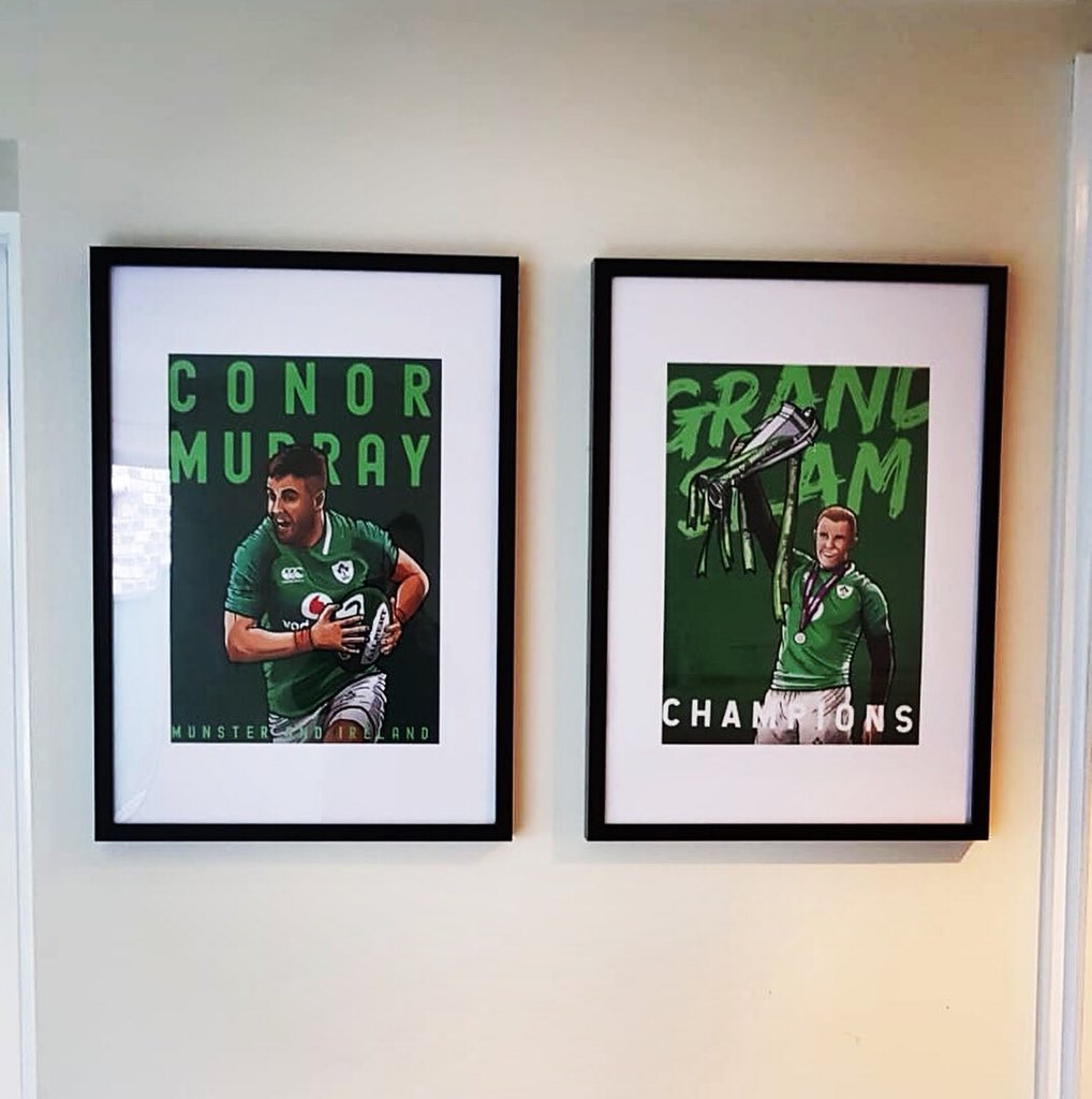 damiendraws's tweet image. A big thank you to @johnnymeagher74 for purchasing the Conor Murray and Keith Earls @IrishRugby prints. Brilliant to be able see my work up in peoples homes 🍀🏉🇮🇪 #irishrugby #conormurray #keithearls