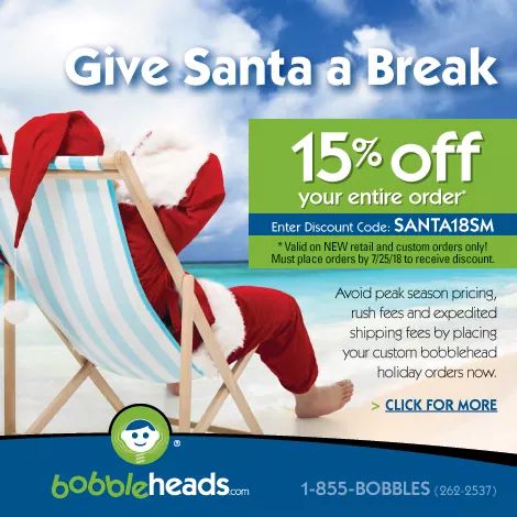 bobbleheads's tweet image. Give Santa a break!! 🎅🏝☀️

Save 15% OFF your entire order. Valid on new RETAIL and CUSTOM orders only thru 7/25. Coupon Code SANTA18SM. Link in Bio.

#christmasinjulysale #custombobblehead #christmasiscoming #royalbobbles #bobbleheads #sale #gift #bobblehead #christmasinjuly