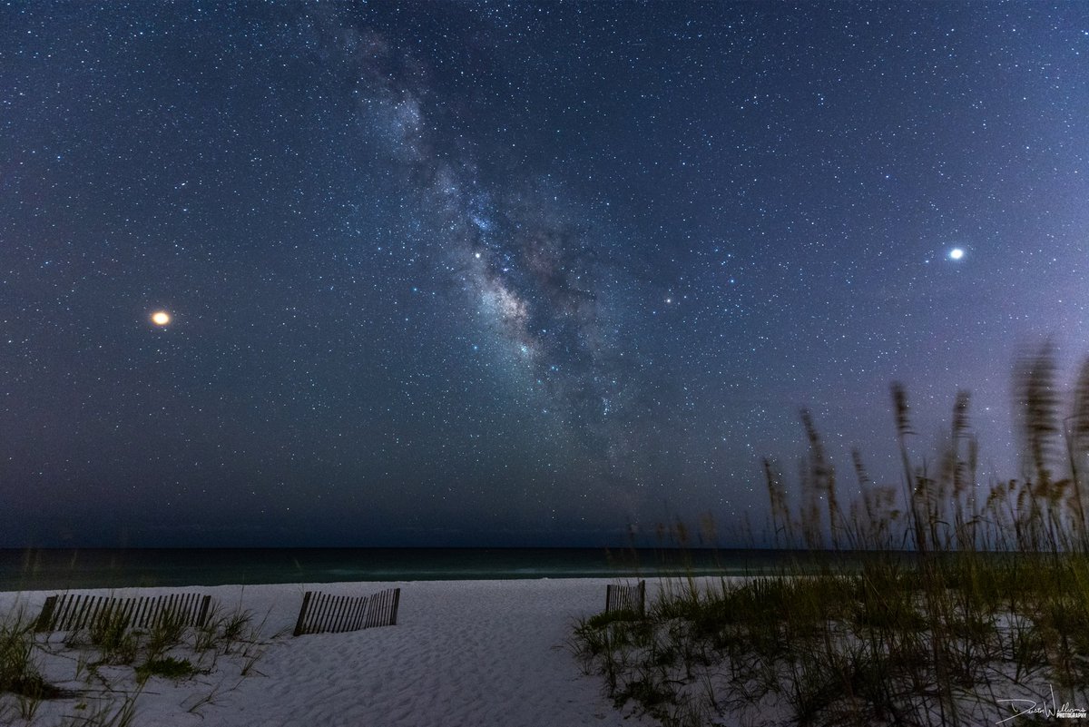 WOW! The Milky Way on Pensacola Beach, Florida in between Mars on the left and Jupiter in the right! Such an awesome sight to photograph!