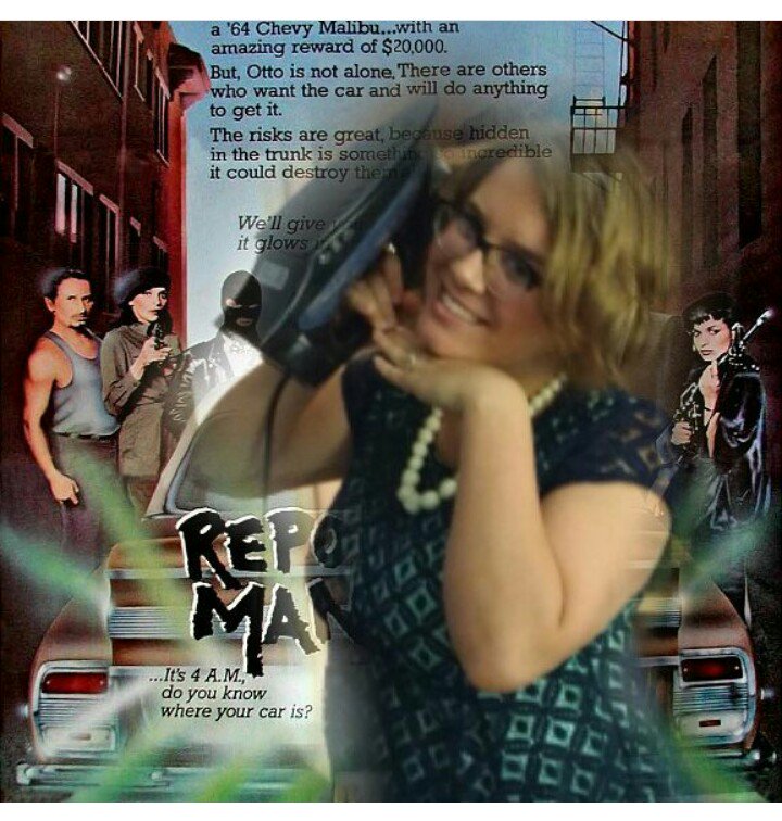 sethbbanzai's tweet photo. My wife was totally in Repo Man! 
Trust my photoshop skills are way better 
#repoman #alexcox #trailersfromhell #theplugz #criterioncollection #movieposterart #cultfilm @RanesHook https://t.co/1KDFyN0eLB