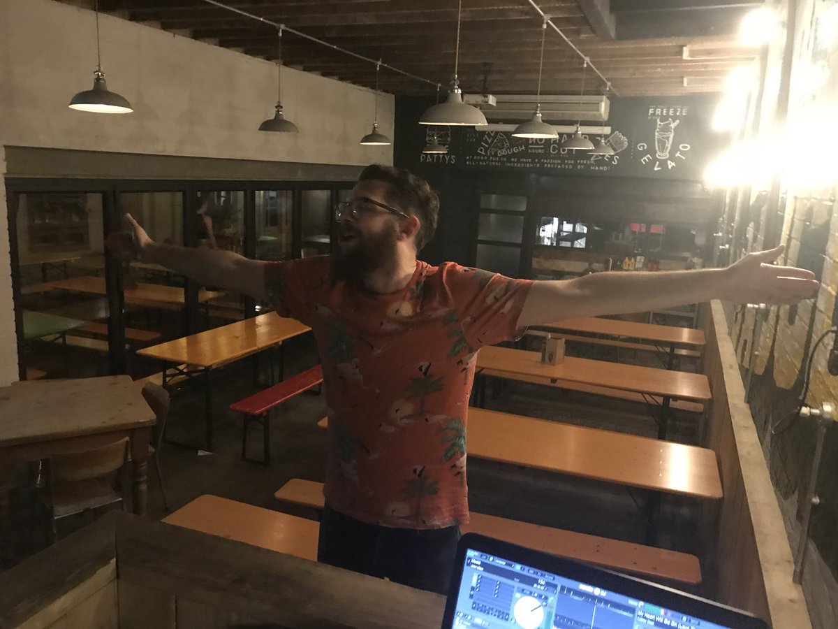 djdancooper's tweet photo. Request Line was SO MUCH FUN!! Thanks to all who participated X Music of the future and music of the past! X #JUKEBOS this photo, taken at the end of the night, is @ThrombusCass who tomorrow Iβll be painting like one of my French girls https://t.co/uf9ZTTkVRu