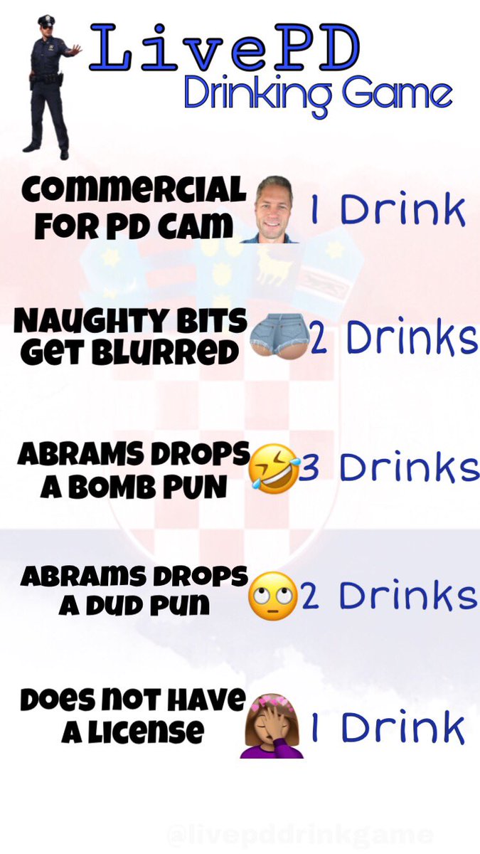 Cheers, y'all! Here's a #LivePD Drinking Game for this weekend.