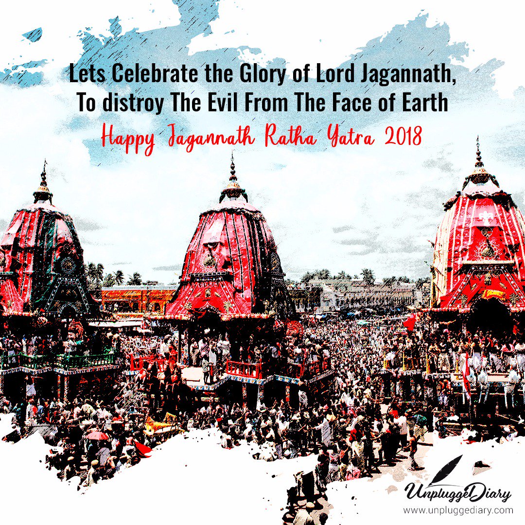 unplugdiary's tweet photo. #HappyRathaYatra
Let's Celebrate the Glory of Lord Jagannath, To destroy The Evil From The Face of Earth.
#रथयात्रा #SaturdayMotivation #JagannathRathYatra #DailyQuote #Quatation #QuoteOfTheDay #Motivation #Life #Mind #MannkiBaat #LifeLesson #MotivationalQuote #UnpluggeDiary https://t.co/HVH3k6eysb
