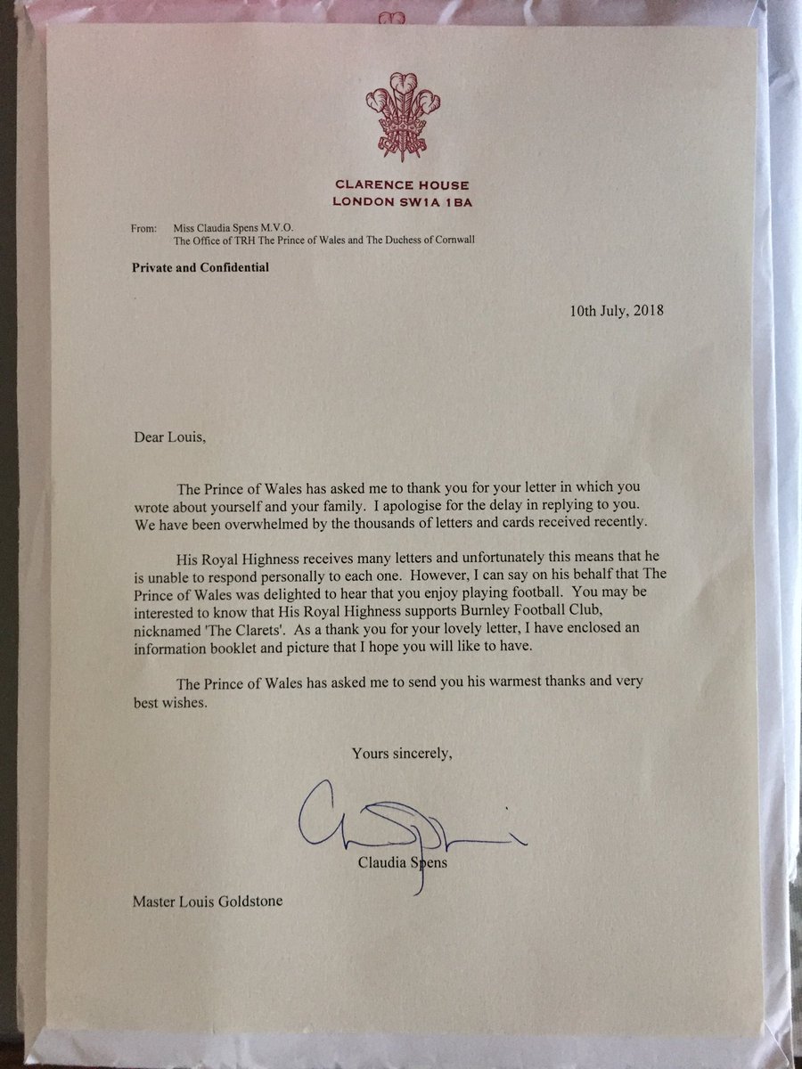LouisGoldstone's tweet photo. Thank you so much for your letter ⁦@ClarenceHouse. Louis receives so many letters from royal households, he has asked me to send you this tweet. He hopes you will accept these 👑🇬🇧 emojis as a sign of his appreciation. ⁩ https://t.co/3eJMrMu7Oz