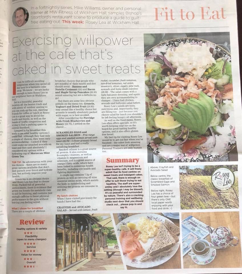 mwfitnessstudio's tweet photo. “FIT TO EAT” Mike Williams, owner & Personal Trainer at #MWFITNESS has been sampling some #healthy options at our neighbour @RoseyLeaLtd Read Mikes full article in this week’s @StortfordIndie 😀
#healthychoices #roseylea #BishopsStortford #HealthyEating #fitness #fitnessgoals https://t.co/ygcU6QDjYg