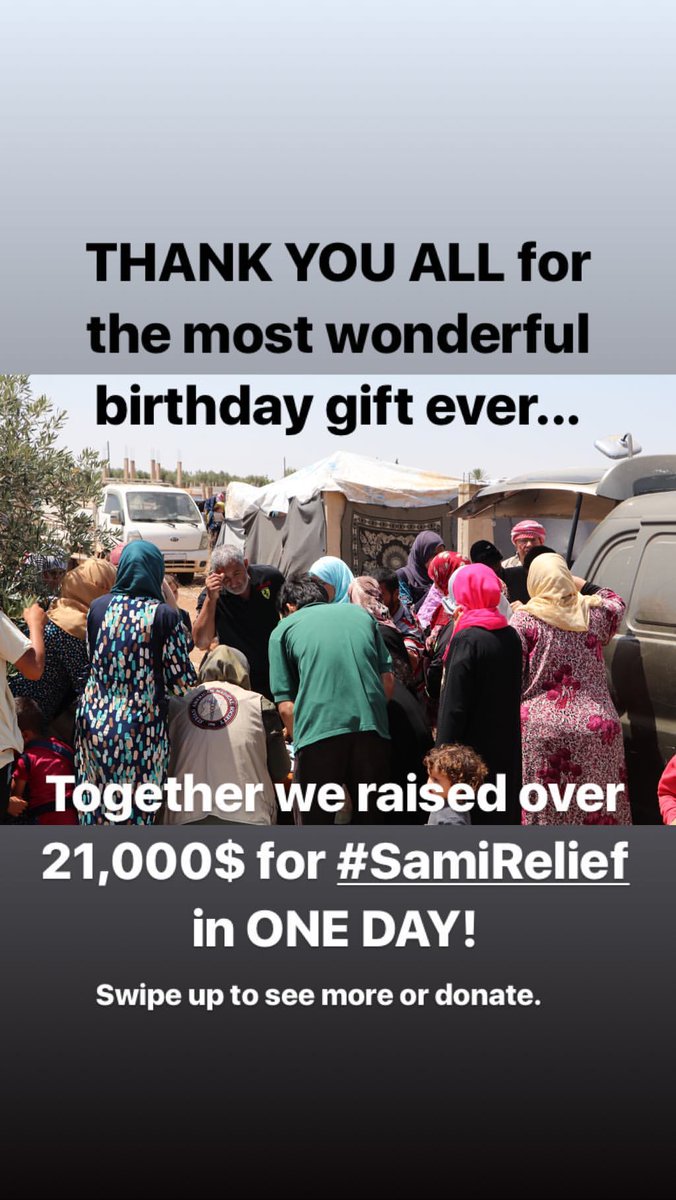 SZ_Community's tweet photo. "THANK YOU ALL for the most wonderful birthday gift ever...

Together we raised over 21,000$ for #SamiRelief in ONE DAY!" - Sami Zayn via his IG Story 

https://t.co/lrogXAzX67 - #SamiForSyria https://t.co/pNzaI2u1I2
