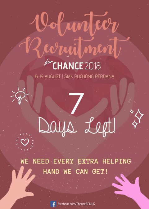 bpnuk_'s tweet photo. Another reminder that there is 7 days left to sign up! Join Chance 2018 to make a change. Kindly proceed to this link : https://t.co/lafFOyn7kl https://t.co/ls5GNt5Xa4