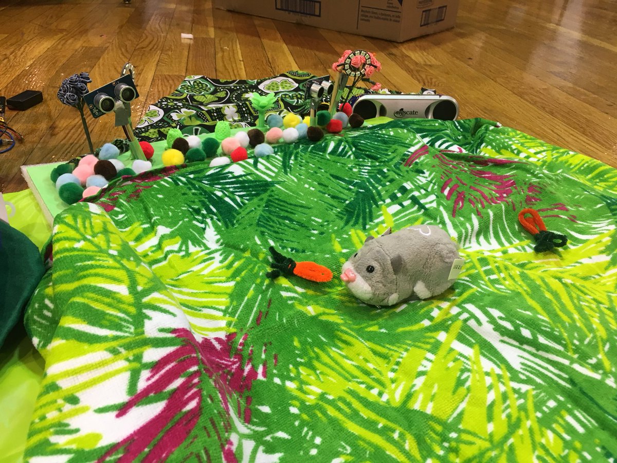 mayli522's tweet photo. So grateful to meet these awesome people who made me see the beauty of learning, thinking and collaborating that I didn’t want to stop making! I’m sure our team can generate more ideas of creating a rabbits proof garden. #CMK18 #makered https://t.co/8ITzPFuZ2f