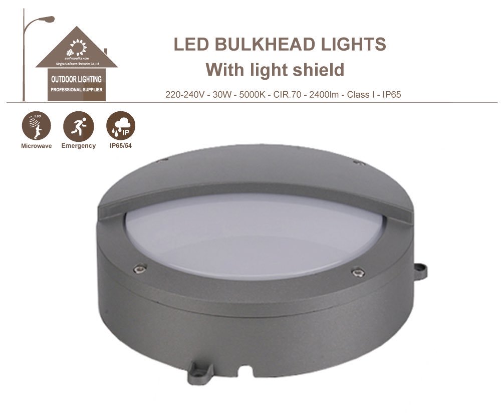 sunflowerlite's tweet image. led bulkhead lights with light shield  three sizes 10  20 30 wattage can with microwave sensors and emergency pack . more details sunflowerlite.com/product_page.a… #ledbulkheads