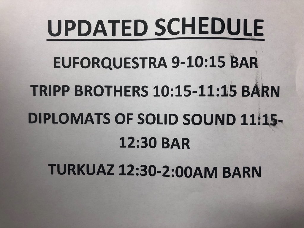 The rain storm hasn’t stopped our fun but it did change our schedule a bit. Check out what’s still to come tonight: