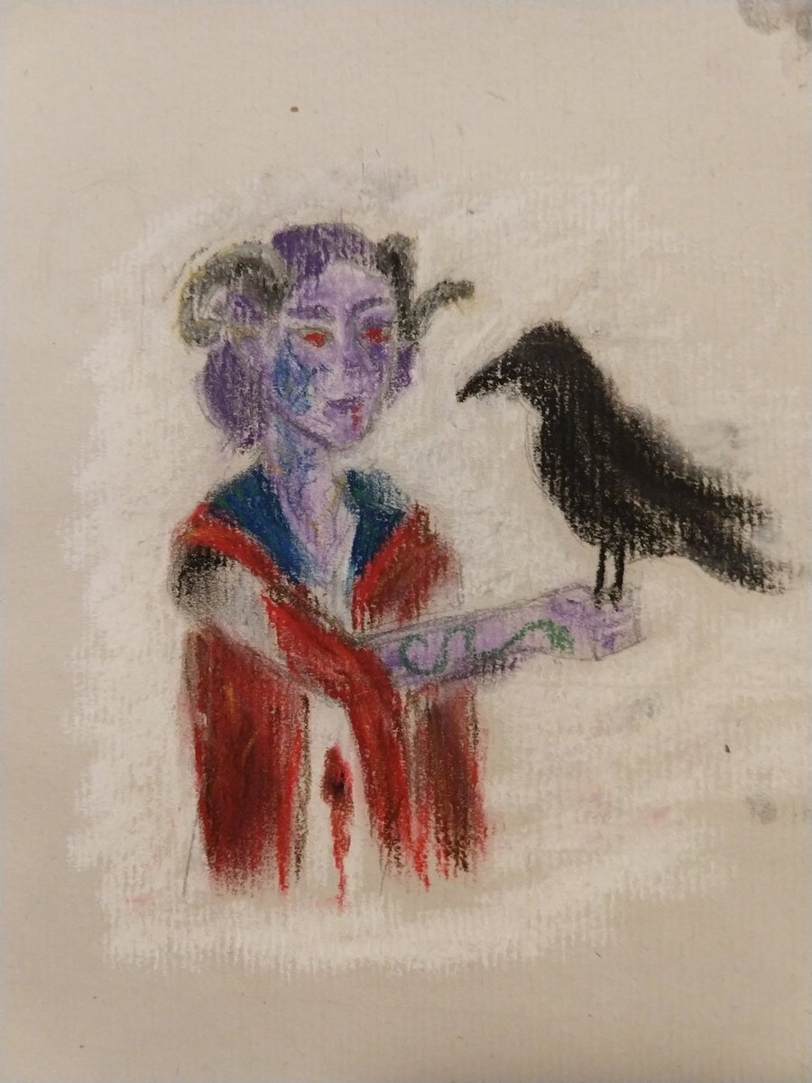 jlevye's tweet photo. @CriticalRole @executivegoth @VoiceOfOBrien A quick pastel sketch, Molly and a new friend for the next journey. #CriticalRole #criticalrolefanart https://t.co/VvsHvFg4J2