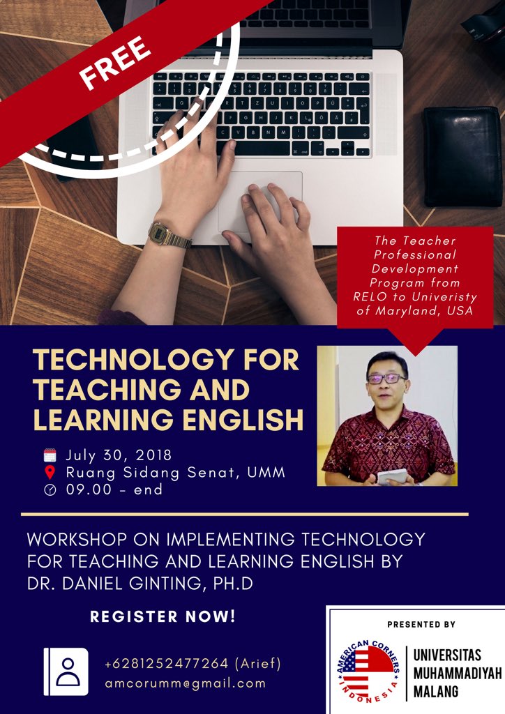 [FREE] WORKSHOP OF TECHNOLOGY FOR TEACHING AND LEARNING ENGLISH oleh Dr. Daniel Ginting, Ph.D