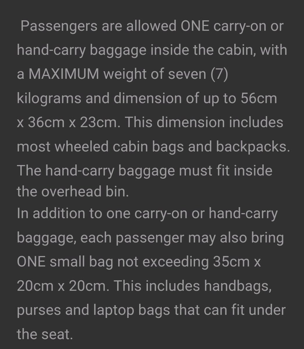 ABSCBNNews's tweet photo. READ: Updated Cebu Pacific statement on hand carry baggage policy | via @alvinelchico https://t.co/QhmuV23laQ