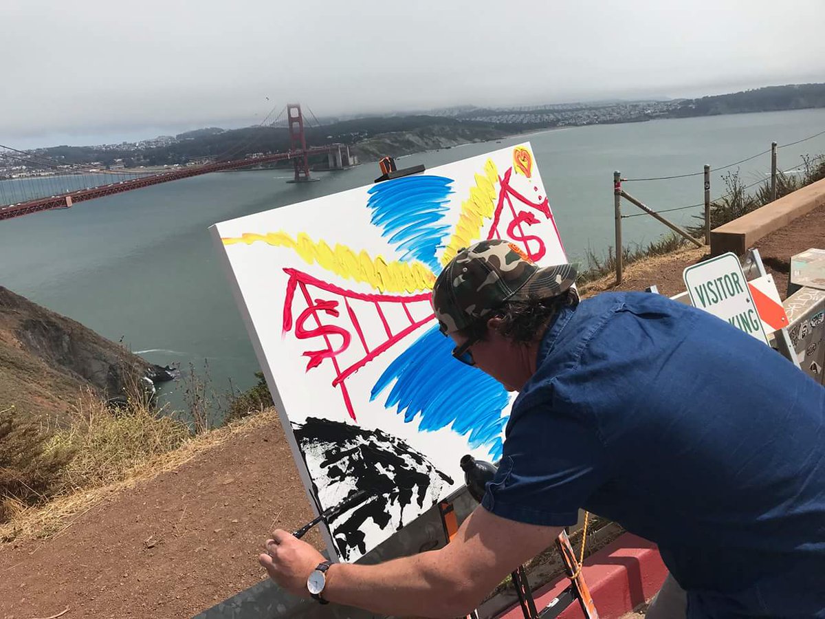 flowersmeller's tweet photo. Honoured to 🎨 at The Golden Gate bridge....
#workinprogress #californiacollection #1paintingperday#80days https://t.co/jhOdPvvkU3