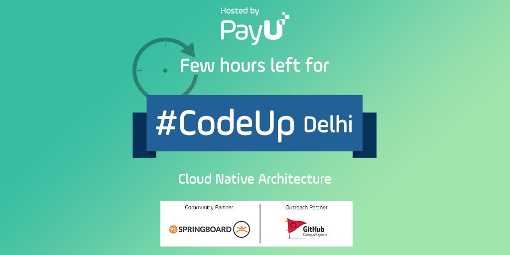 PayUindia's tweet photo. Just a few hours left for CodeUp Delhi - Cloud Native Architecture 

Are you all ready? Join us while we talk about Cloud-Native Architecture! Register NOW https://t.co/hUas5HCIYp

#UpStartnCodeUp #PayUmoney https://t.co/c5ewKt3YL5