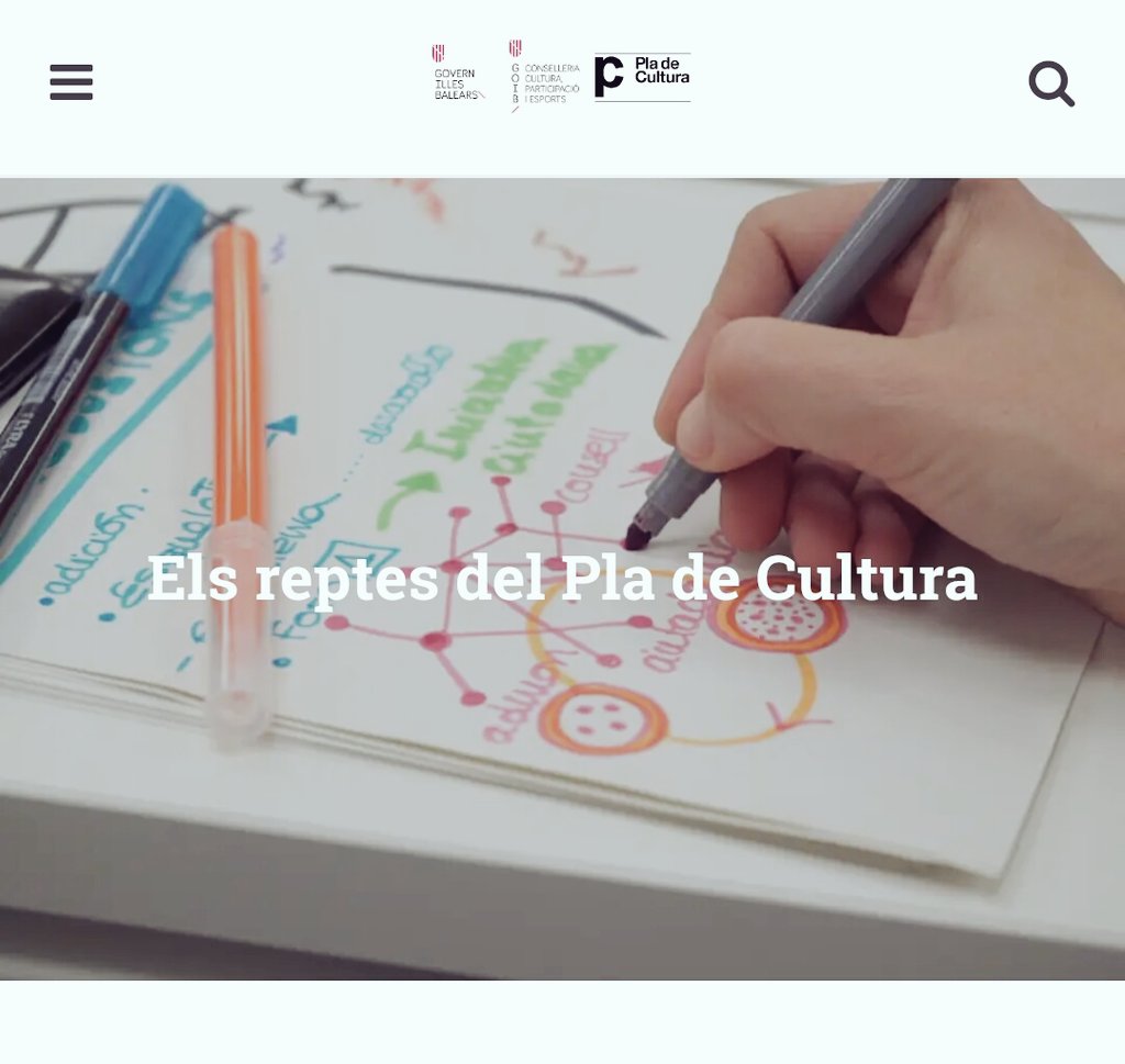 CulturaGOIB's tweet image. Obrim pàgina web pròpia del Pla de Cultura on pots consultar tots els documents i informacions sobre els eixos estratègics del Pla de Cultura de les Illes Balears 2017-2027. Inclou les relatories de les Jornades Professionals. Accedeix a⏩placulturaib.cat. #PlaCulturaIB