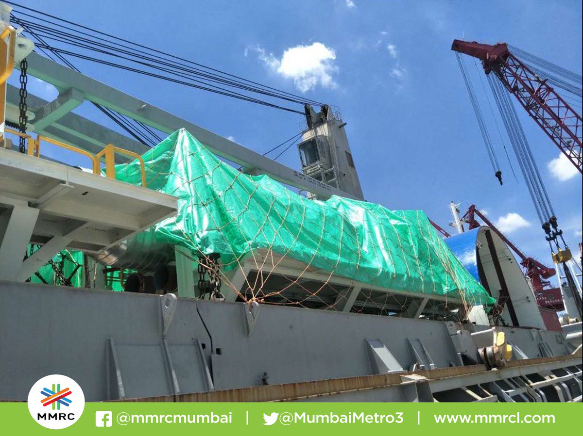 MumbaiMetro3's tweet photo. Tansa 2, second Tunnel Boring Machine of package 3 has completed FAT and is on its way to Mumbai from China. TBM is manufactured by @Robbins_Co (US) and will reach Mumbai port in August #ComingSoon #MumbaiLifeLine3 https://t.co/Goin53TzGk