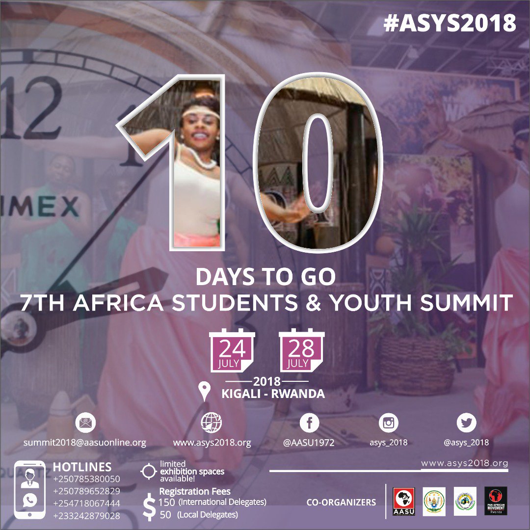 Rwamahoro's tweet photo. #ASYS2018: 10 DAYS to go in 7th Africa #students and #youthin #Kigali #Rwanda. #Africa-n with strong #culture, identity, values and #ethnics. https://t.co/Ge8b8OjDvm