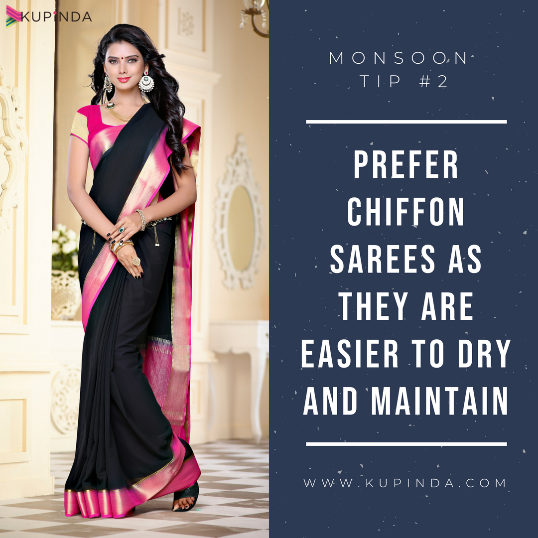 Monsoon Tip #2: Prefer Chiffon Fabric Sarees during Monsoon… Kupinda Chiffon Collection is unbeatable!
#chiffon #chiffonblouse #ChiffonCollection #chiffonsari  #saree #sarees #sareelove #sareeindia #sareefashion #sareeonline #sareeblouse #kupindasarees #kupinda #mimosa