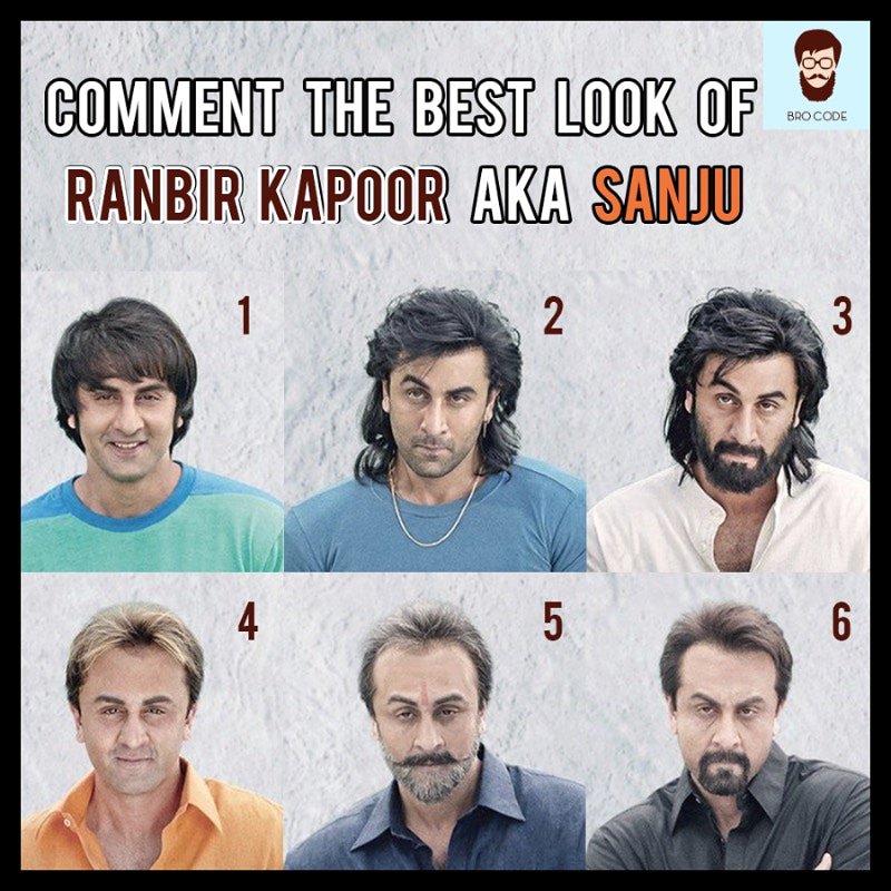 brocode4men's tweet photo. #Sanju Comment below the best looks of #ranbirkapoor in the movie.
.
#BROCODE #bestlook #bollywood #beard #phasesoflife #sanjaydutt #comment #love #like #like4likes #follow_me #saturday #quiz #tag #beardtransformation #tagsforlikes
#beardstagram #beardlife #beards #follo4follo https://t.co/MKHEDZ14J6