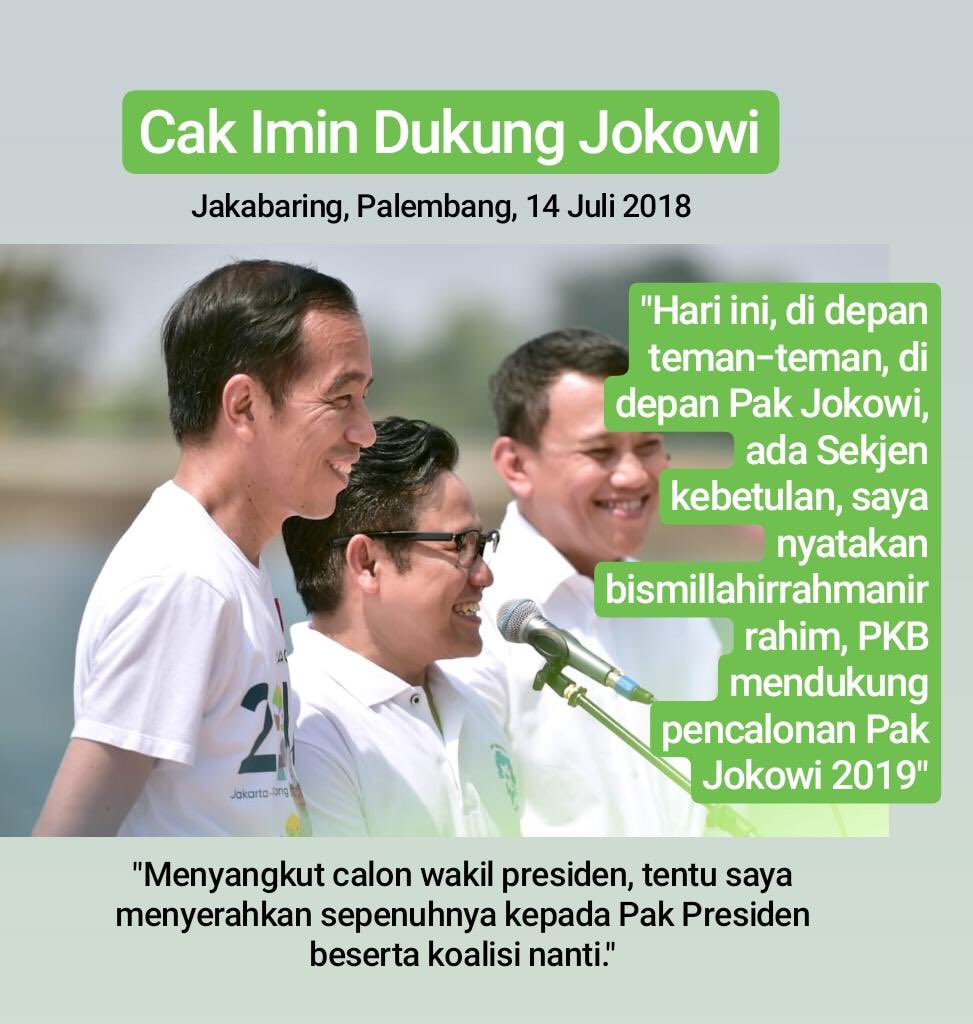 ulinyusron's tweet photo. Dukungan PKB ke Jokowi menutup capres poros ketiga.

6 partai pro Jokowi = 337 kursi dari total 560 kursi DPR. Sisa 223 kursi.

UU No.7/ 2017 syarat capres minimal didukung 20% atau 112 kursi. Jika 2 paslon penantang Jokowi, kursi minimalnya 224 (112 x 2 = 224) #2019TetapJokowi https://t.co/EPpHqv9jzW