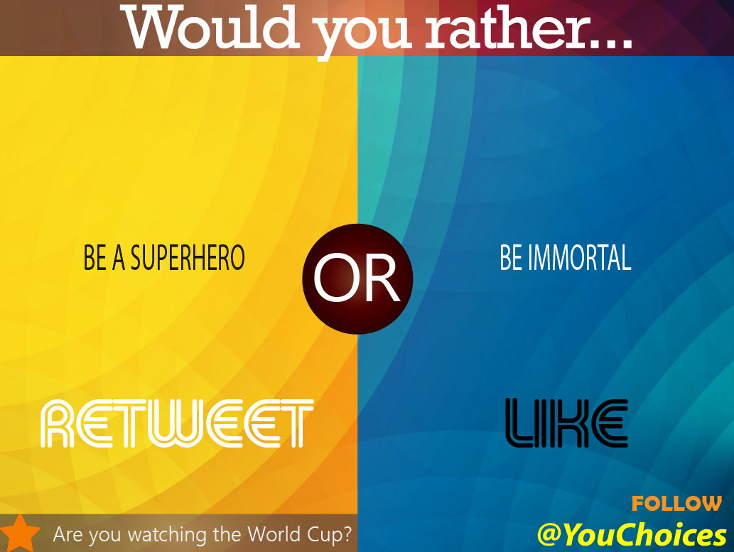 YouChoices's tweet photo. Superhero or immortal? https://t.co/32qJIorafW