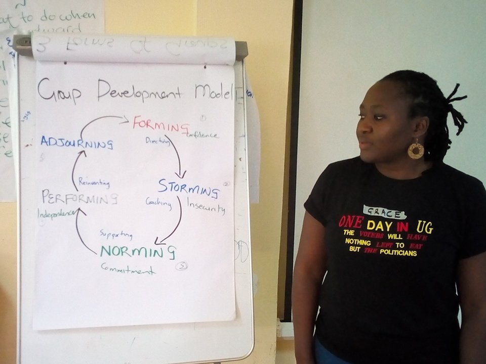 global_uganda's tweet photo. #GPUG2018 ToTs training unpacking the Group Development Model. Looking at the five stages of group development @graceruvimbo @1marysherlie @Cath_Rodg @HGimbo @AbokeChristine @actionaiduganda https://t.co/Fegt7i66dZ