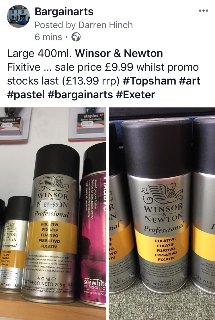 Winsor &amp; Newton fixative 400ml only £9.99 #artists #art #painting #pastels #drawing #charcoal #topsham #exeter #devon #eastdevon