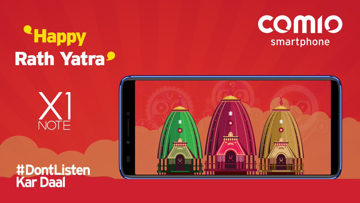 COMIO_IN's tweet photo. A centuries-old festival of Rath Yatra begins today. Jagannath, the Lord of the Universe may bless us with universal brotherhood, love and togetherness. Wishing you all a very Happy Rath Yatra.
#DontListen kaar daal #ComioSmartphone #ComioIndia
Visit: https://t.co/IjC51W9dAI https://t.co/X5OZJEZgEl