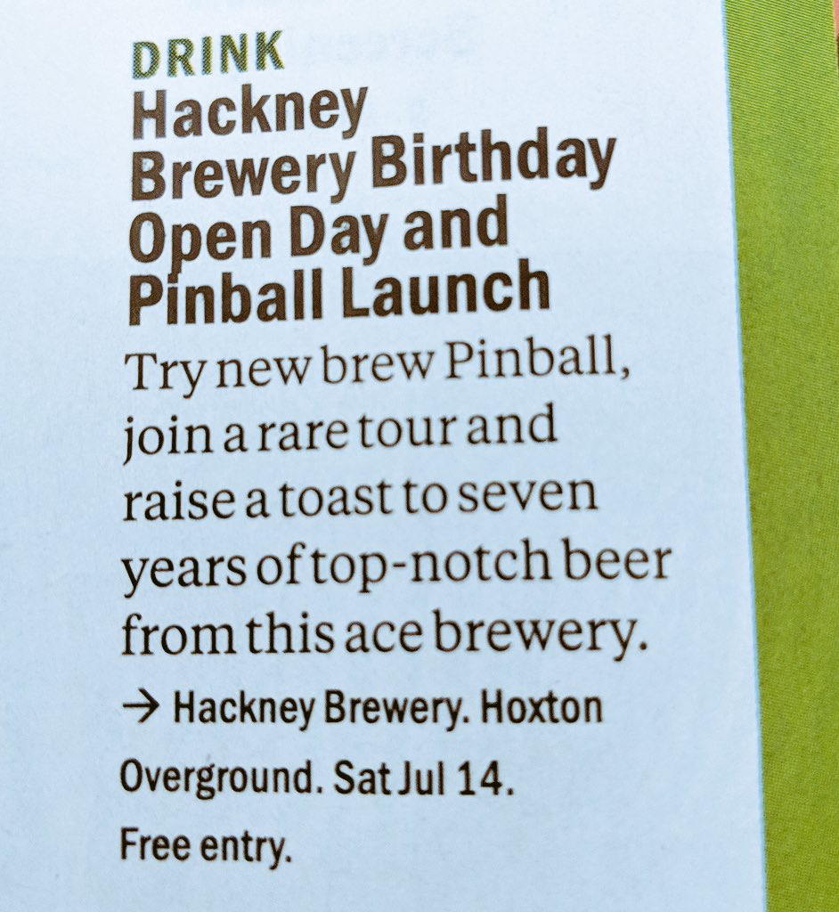 oatsnbarley's tweet photo. Today is @HackneyBrewery’s 7th Birthday! Celebrations will include:
BEER (obvs)
CAKE
PiNBALL!
FOOD @HOLAGUACAMOLE
Recommended @TimeOutLondon
Beer flowing from 1pm
#HBHB #happybirthday #beer #craftbeer #hoxton #hackney #eastlondon https://t.co/p2X9AB6Eyn