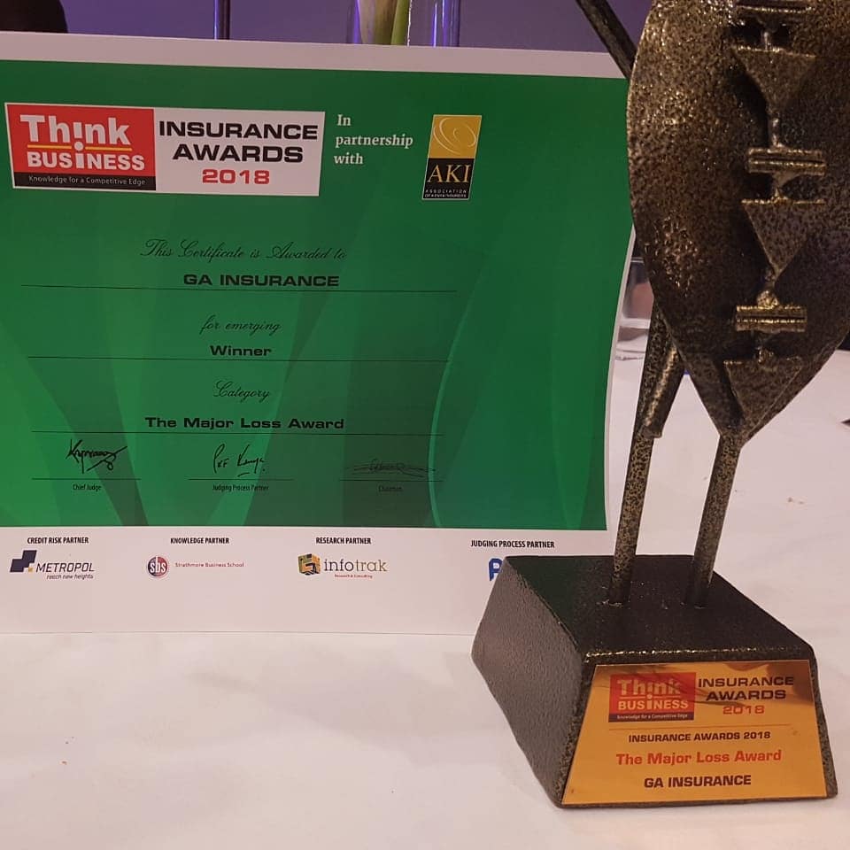 GAinsuranceltd's tweet photo. GA Insurance scooped two awards at the Think Business Awards 2018.
The Major Loss Award (Winner) and Customer Service (2nd Runners Up).
Well done Team GA!
#InsuranceAwards2018 https://t.co/HyfEzw4Wjf