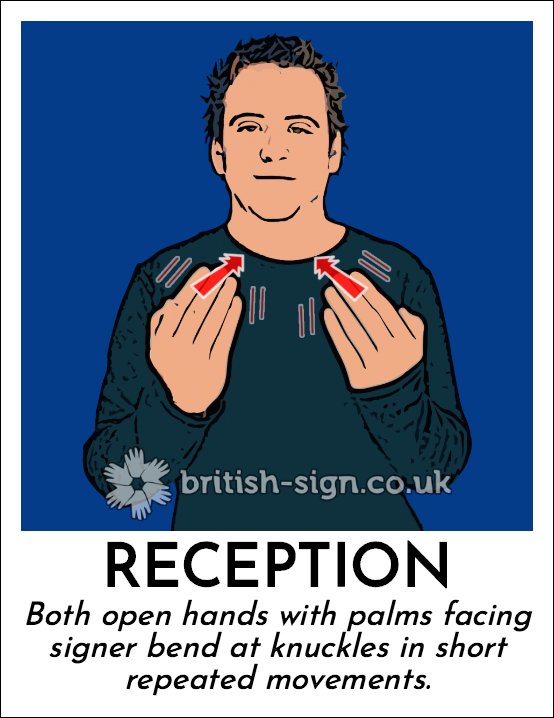 BritishSignBSL's tweet photo. Today's #BritishSignLanguage sign is: RECEPTION - https://t.co/DWgGRS5l36 https://t.co/3WLHchP5wS
