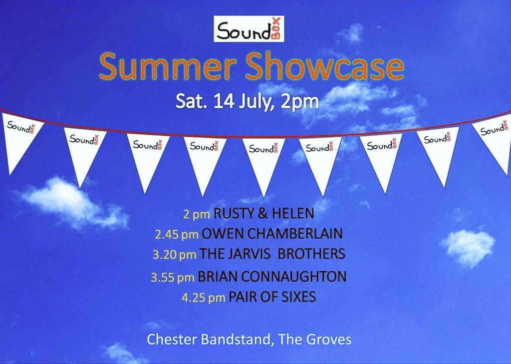 SoundBox27_Rose's tweet photo. It's today! @Dee1063 @SoundBox27_Rose @BandstandCH1 @ShitChester @VisitCheshire #SoundBoxlive https://t.co/l1m4dP9sj6