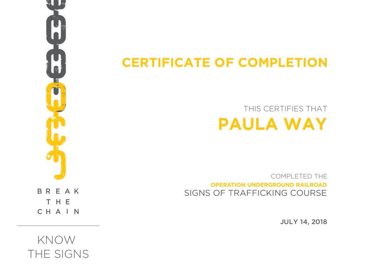 PaulaGrrl's tweet photo. Was inspired to do more after watching the documentary Operation Toussaint and completed training on recognizing signs of human trafficking with my husband @rightwaypc at https://t.co/kmqmXeD8gq #ourrescue #humantrafficking #OperationToussaint https://t.co/PtLhDBtnu7