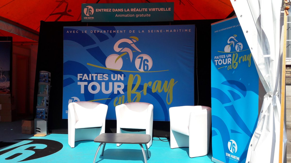 seinemaritime's tweet photo. #TourdeFrance2018
 L'équipe du Département vous attend...
Au programme : des vélos, du soleil, des animations avec de la réalité virtuelle et des souvenirs
#CaRoule #TDF2018 https://t.co/prtnttFRRN