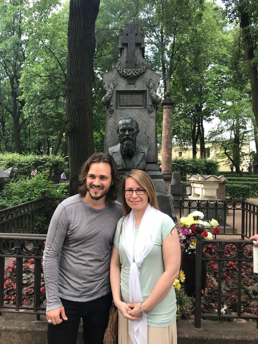 EnniRed's tweet photo. #FemaleWriterSummerChallenge - pulling myself away from sitting at my computer. Spent my day with #Dostoevsky descendants & foreign fans. It was a day full of grace and I brought home a new script idea (written on Dostoevsky museum ticket). https://t.co/swz46eZ1ay
