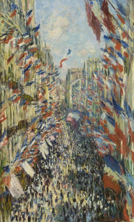 Vive La France! Claude Monet, The Rue Montorgueil in Paris. Celebration of June 30, 1878 <a href="/MuseeOrsay/">Musée d'Orsay</a>