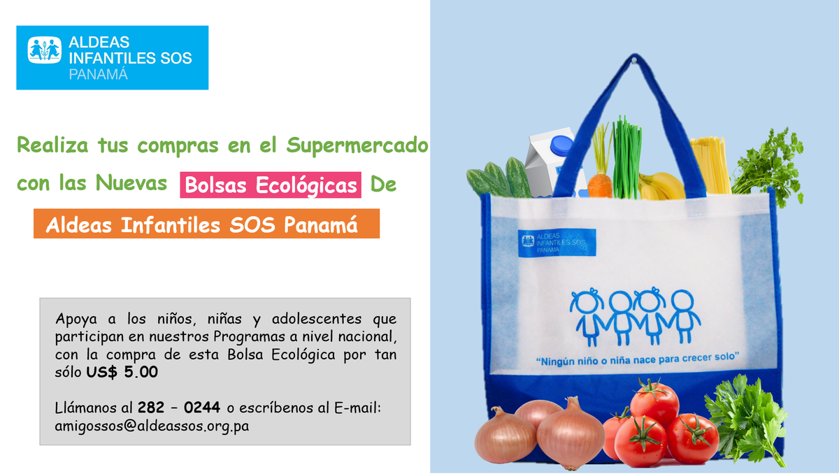 aldeaspanama's tweet photo. No dejes de llevar las nuevas #BolsasEcologicas de Aldeas Infantiles SOS Panamá 🛍️🛍️🛍️

Con la compra de estas hermosas Bolsas Ecológicas estas apoyando a los niños, niñas, adolescentes y jóvenes que participan en nuestros #Programas a nivel Nacional ❤️👧👦 https://t.co/i7r8R956Bb