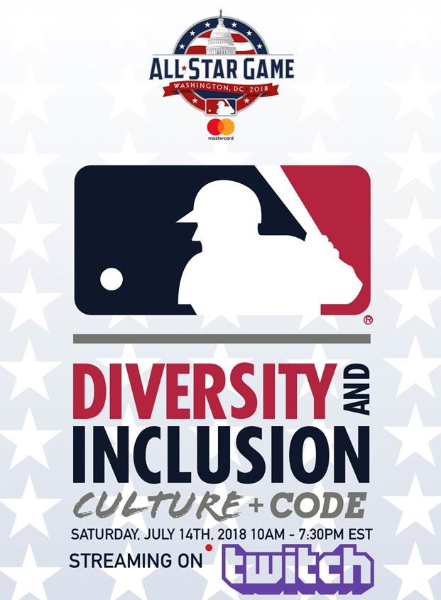 MLBDiversity's tweet photo. Tune in now to https://t.co/1zRZUlKpnj to hear @realsway, @JohnGeiger_, @kickstradomis, @djclarkkent and more talking #CultureandCode with MLB Diversity + Inclusion. https://t.co/m35lzUj12o