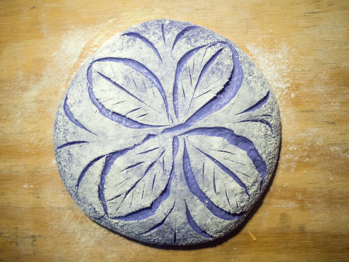 TulipStKitchen's tweet photo. For #BastilleDay, we’ve baked this beautiful French Blue boule. This slow-fermented (48 hour) sourdough is colored with blue pea flower (clitoria flower) tea. Thank Carl Linnaeus’s dual fascinations with sex & botany for the odd name.
#tulipstreetkitchen #animalbread #slothbread https://t.co/in5D9N1sWs