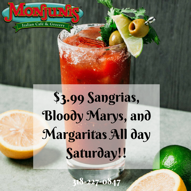 Monjunis_on_LA's tweet photo. Come in on Saturday &amp; Enjoy our Drink Specials! They are #Delightful and #Tasty!
#MonjunisLAAve
318-227-0847 https://t.co/qYnBzFZ3Si